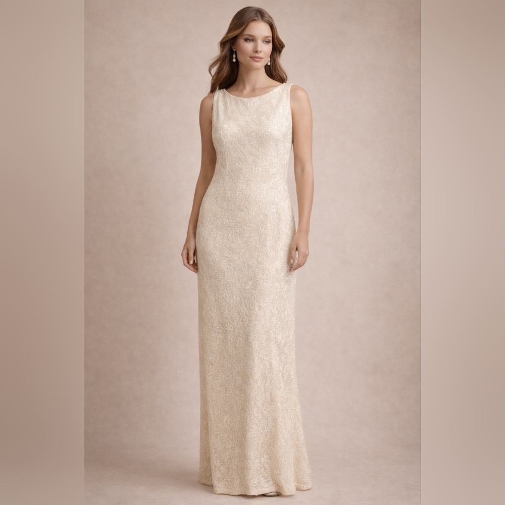 🌸 Working Classics Cream Lace Maxi Dress Size 18/20 Sleeveless Formal Gown